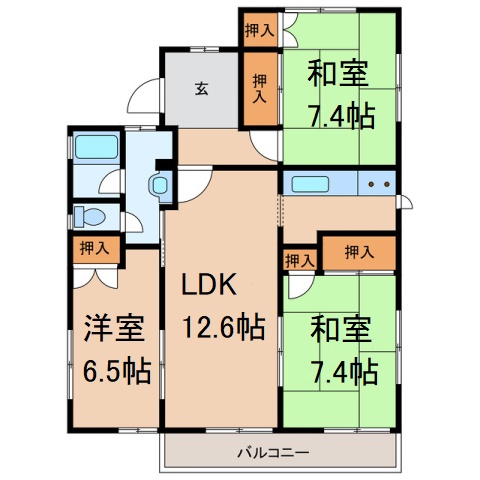 上松ハイツ2の間取り