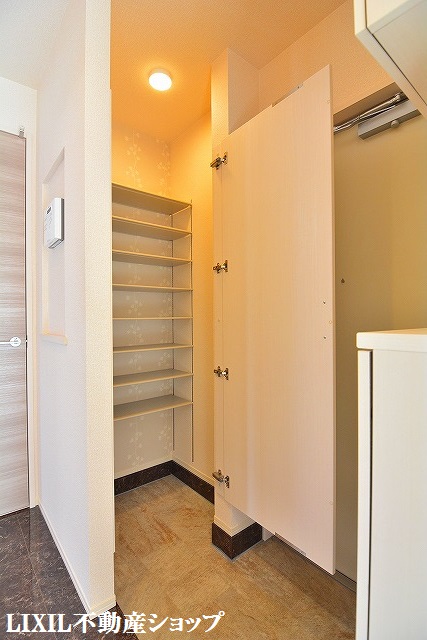 玄関　玄関ホールとウォークインタイプの玄関収納です。