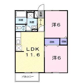 井原市高屋町のアパートの間取り