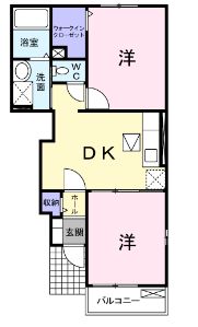 井原市木之子町のアパートの間取り