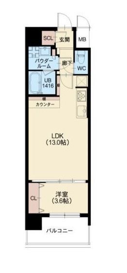 大阪市福島区海老江のマンションの間取り