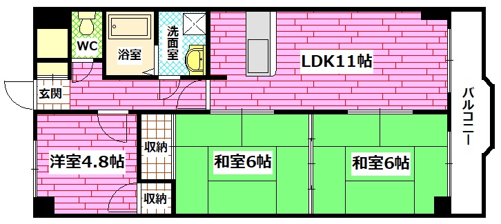 安芸郡府中町青崎東のマンションの間取り