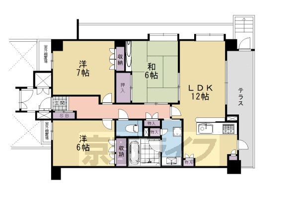 【京都市東山区粟田口三条坊町のマンションの間取り】