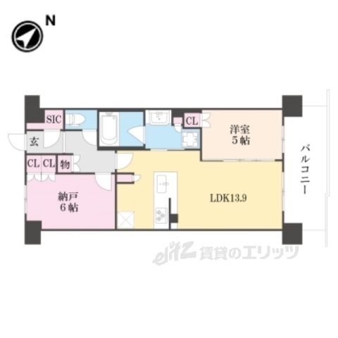 京都市南区吉祥院中島町のマンションの間取り