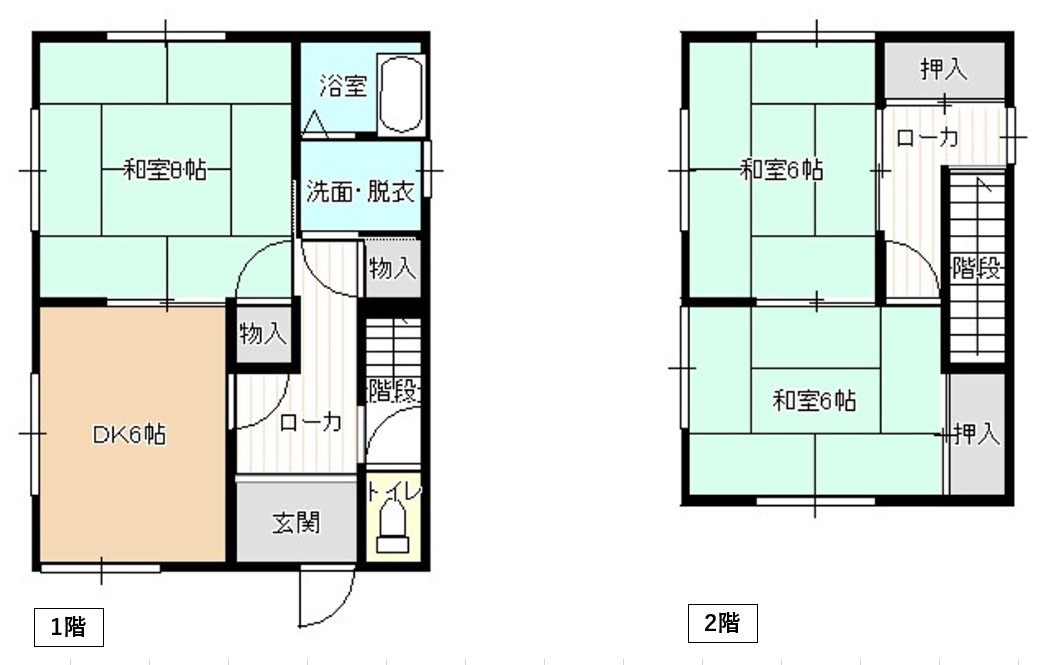 盛岡市東中野町のアパートの間取り