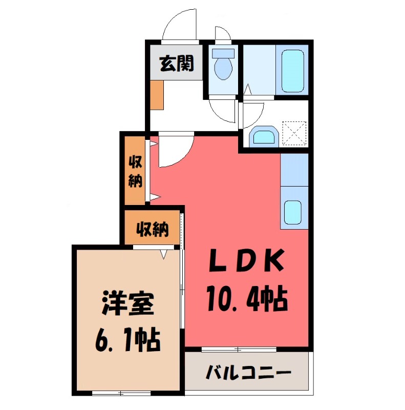 小山市大字千駄塚のアパートの間取り