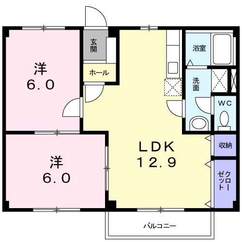 岡山市東区瀬戸町光明谷のアパートの間取り