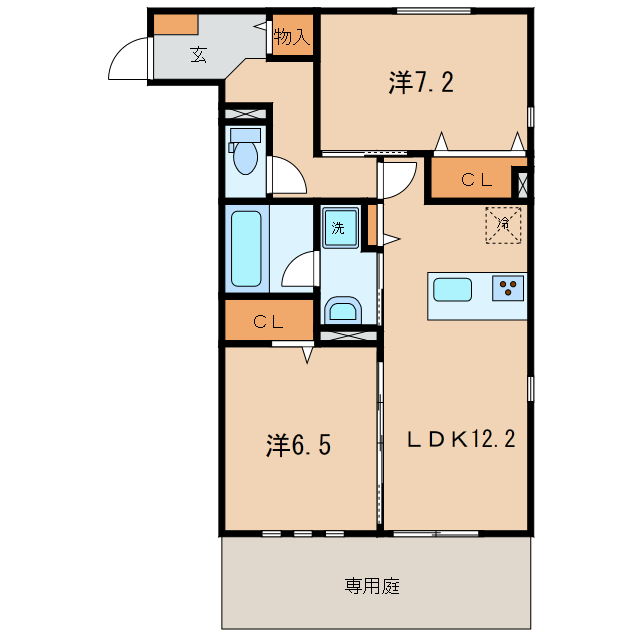 西尾市上町のアパートの間取り