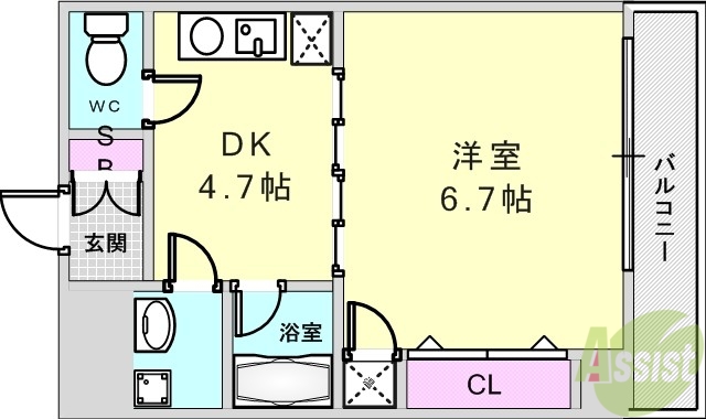 神戸市東灘区魚崎西町のマンションの間取り