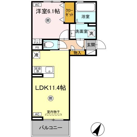 宇土市北段原町のアパートの間取り