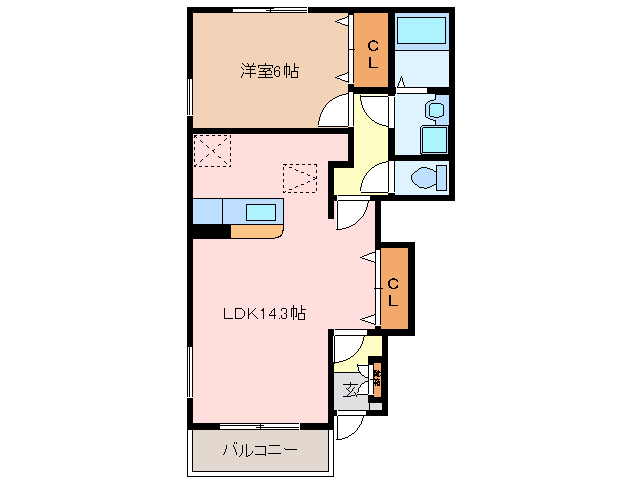 松阪市垣鼻町のアパートの間取り