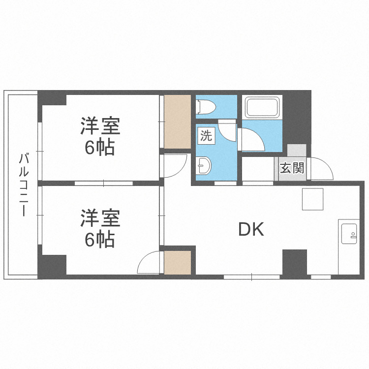 大阪市中央区内淡路町のマンションの間取り