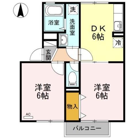 岡山市東区富士見町のアパートの間取り