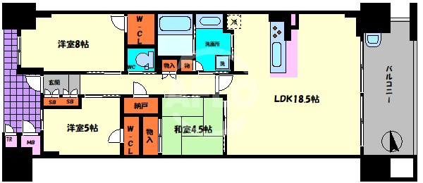 大阪市浪速区湊町のマンションの間取り