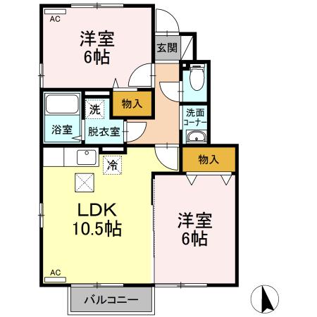 山形市江俣のアパートの間取り