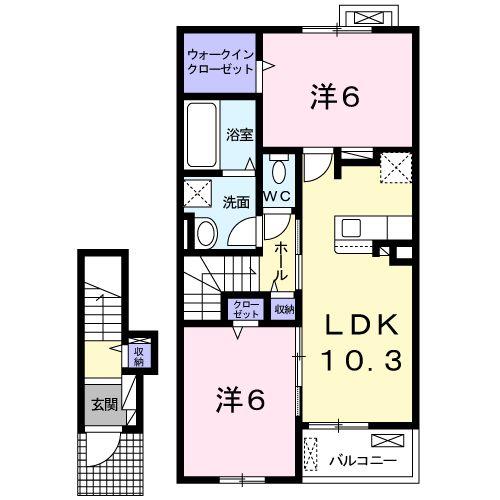 都城市立野町のアパートの間取り