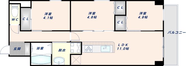 プレサンスＮＥＯ新深江リュミエルの間取り