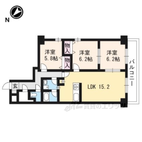 大津市中央のマンションの間取り