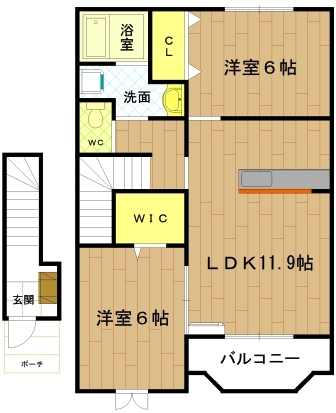 伊勢市御薗町小林のアパートの間取り