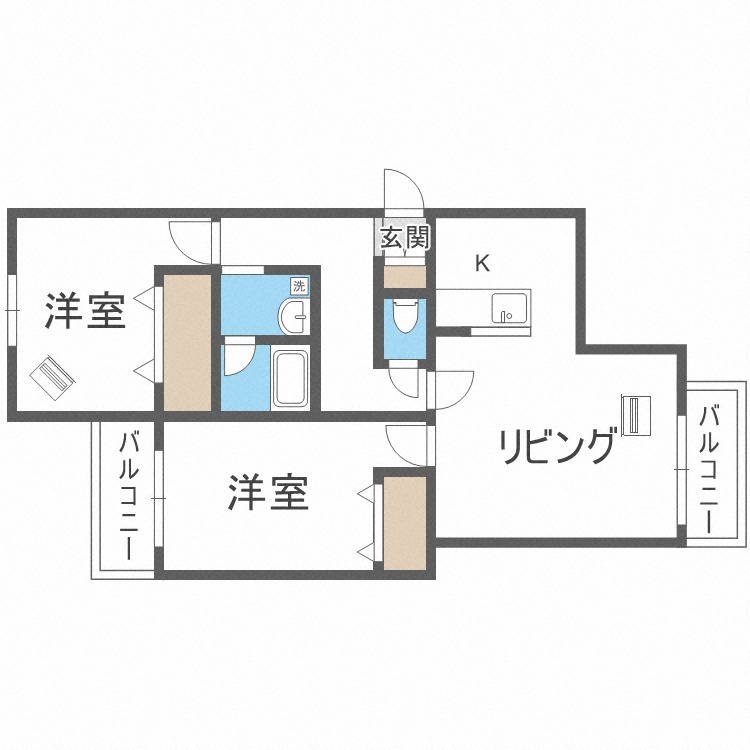 札幌市南区南三十五条西のマンションの間取り