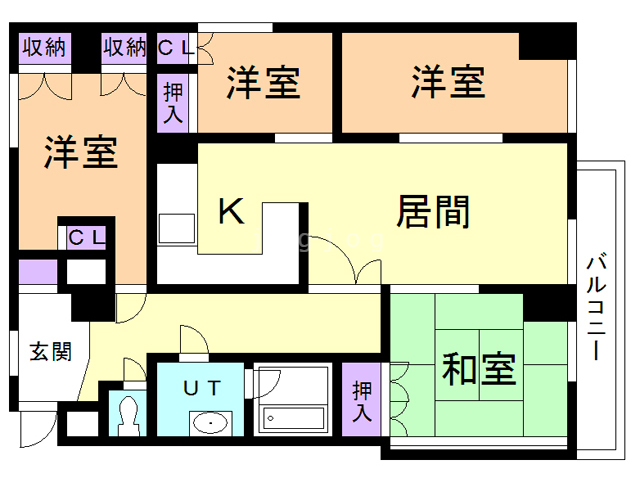 札幌市白石区菊水七条のマンションの間取り