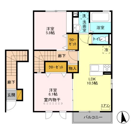 入間市大字野田のアパートの間取り