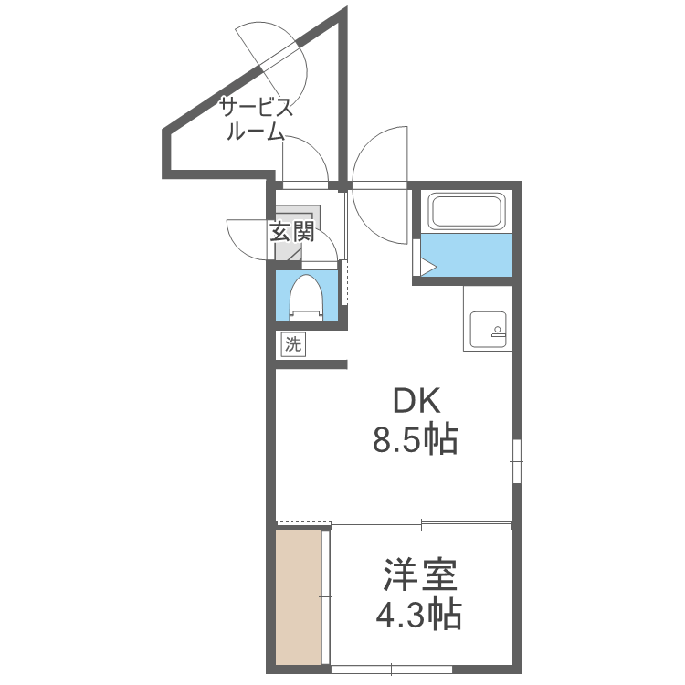 札幌市西区二十四軒三条のマンションの間取り