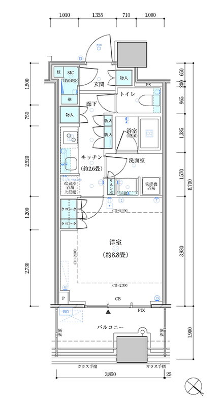 中央区勝どきのマンションの間取り