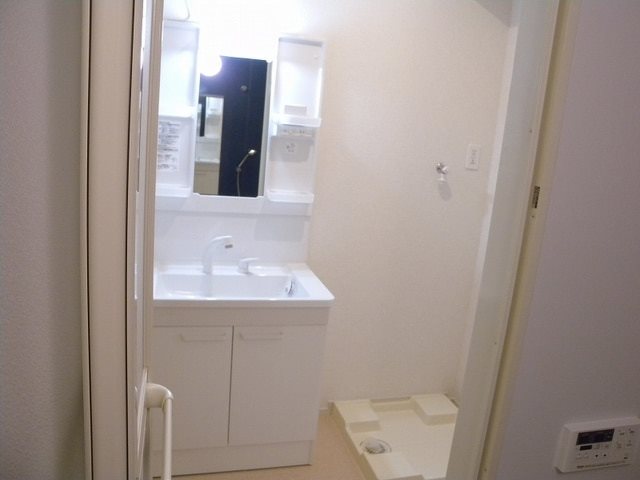洗面設備　※別号室の写真です。シャワー付洗面台