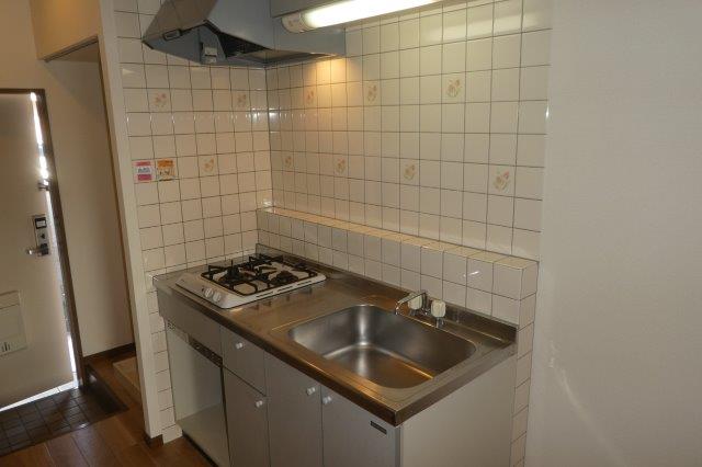 キッチン　2口ガスコンロ付きシステムキッチン