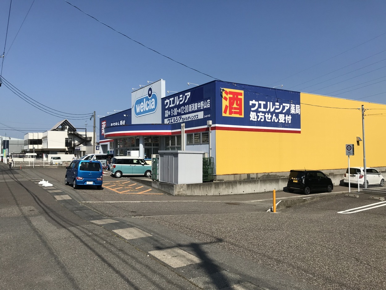 ドラックストア　ウエルシア新潟東中野山店（ドラッグストア）まで120m
