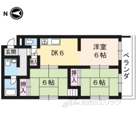 【京都市北区西賀茂柿ノ木町のマンションの間取り】