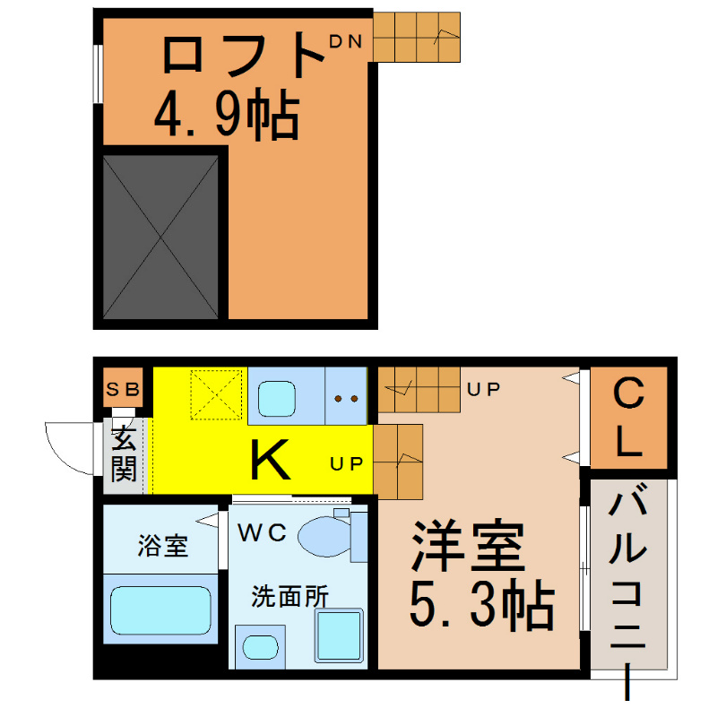 名古屋市瑞穂区苗代町のアパートの間取り