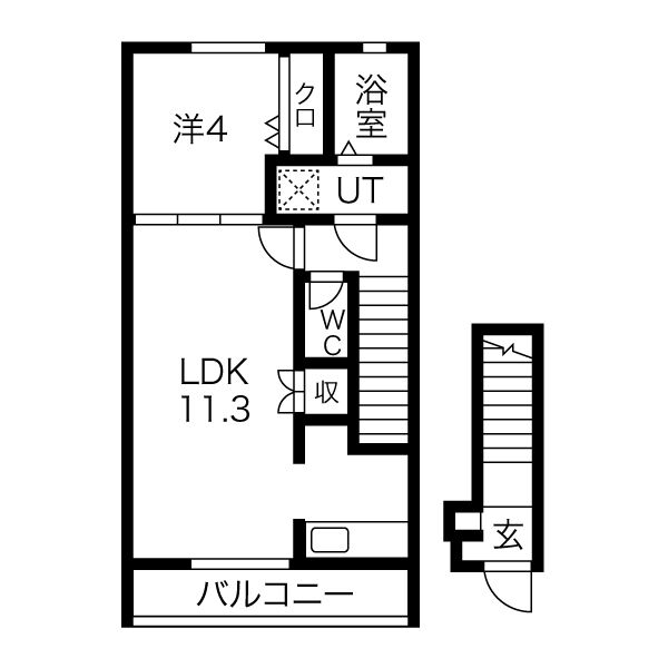 姫路市飾磨区玉地のアパートの間取り