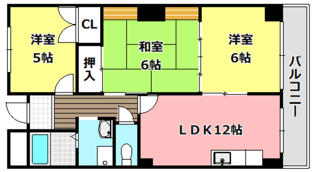 茨木市南春日丘のマンションの間取り