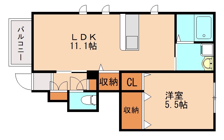 福岡市東区名島のアパートの間取り