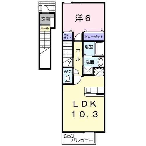 八戸市南白山台のアパートの間取り