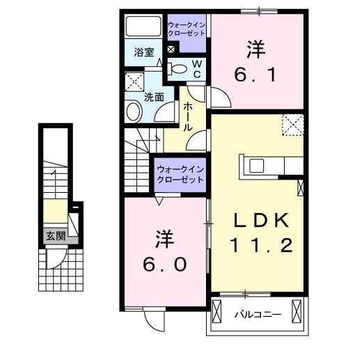 北茨城市関南町仁井田のアパートの間取り