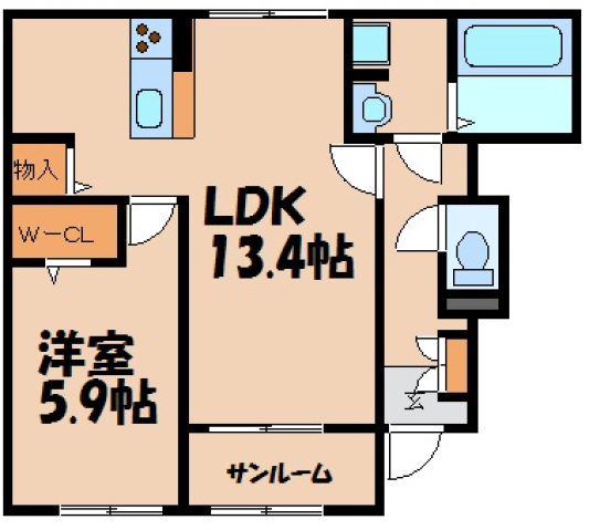 広島市安芸区中野東のアパートの間取り