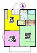 守谷市御所ケ丘のアパートの間取り