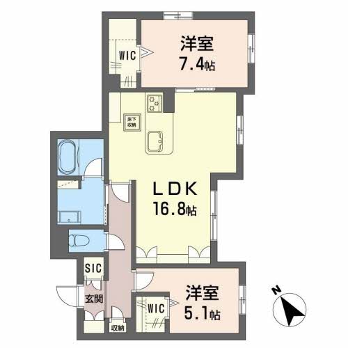 鹿児島市城山町のマンションの間取り