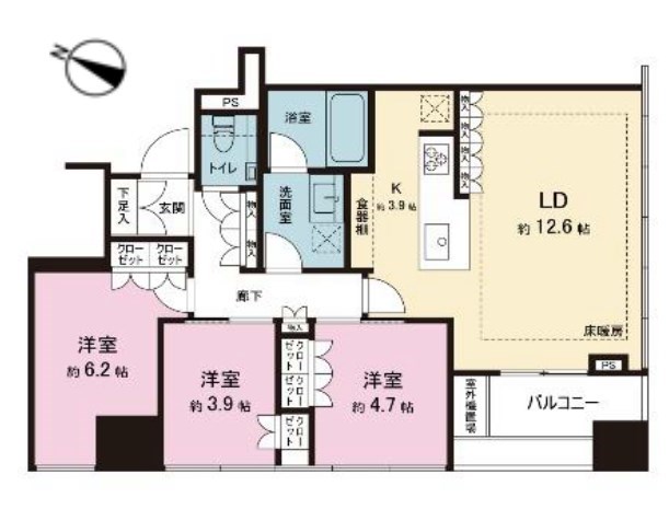 プレミストタワー白金高輪の間取り