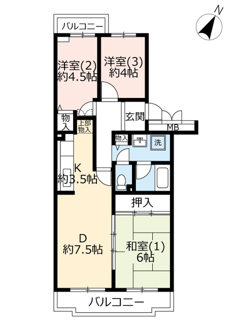 ＵＲグリーンヒル鴨志田中央の間取り