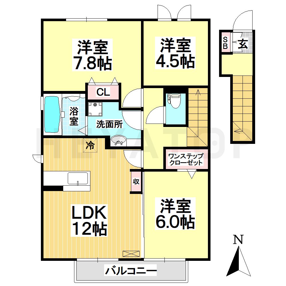 名古屋市天白区植田山のアパートの間取り