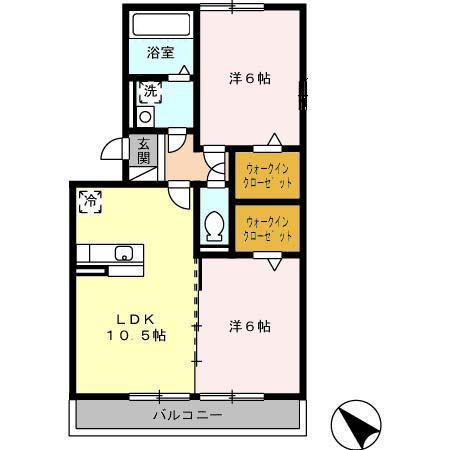 三井郡大刀洗町大字鵜木のアパートの間取り