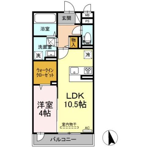 福山市木之庄町のアパートの間取り