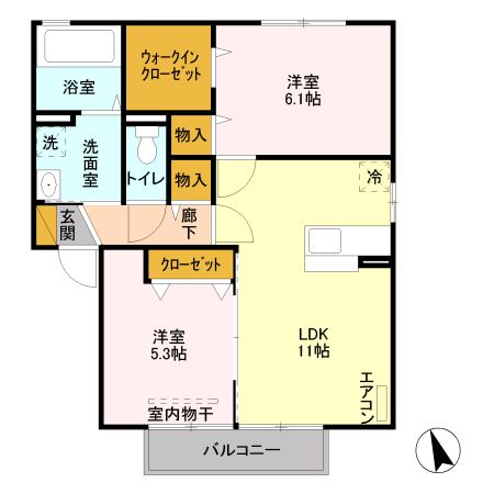 深谷市東大沼のアパートの間取り