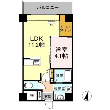 福岡市中央区天神のマンションの間取り