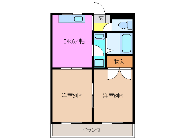 津市城山のアパートの間取り