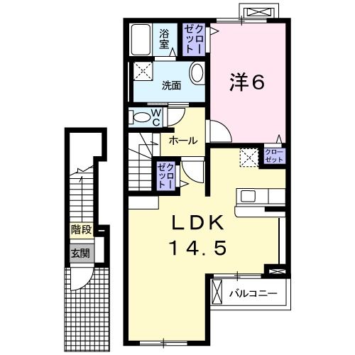 泉佐野市中町のアパートの間取り